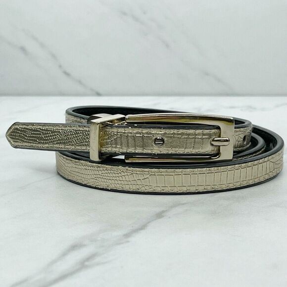 Express Womens Black Metallic Skinny Reversible Belt ✨ - Picture 1 of 9